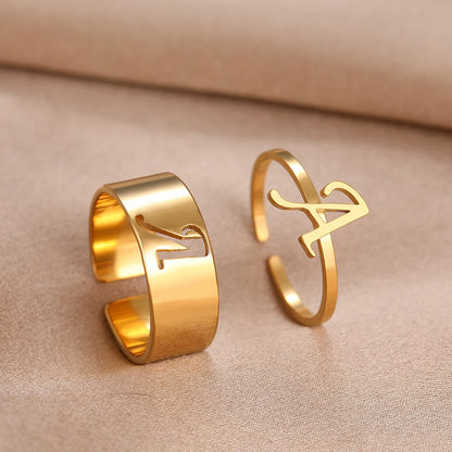 English Letters Couple Ring Gifts 2Pcs/set