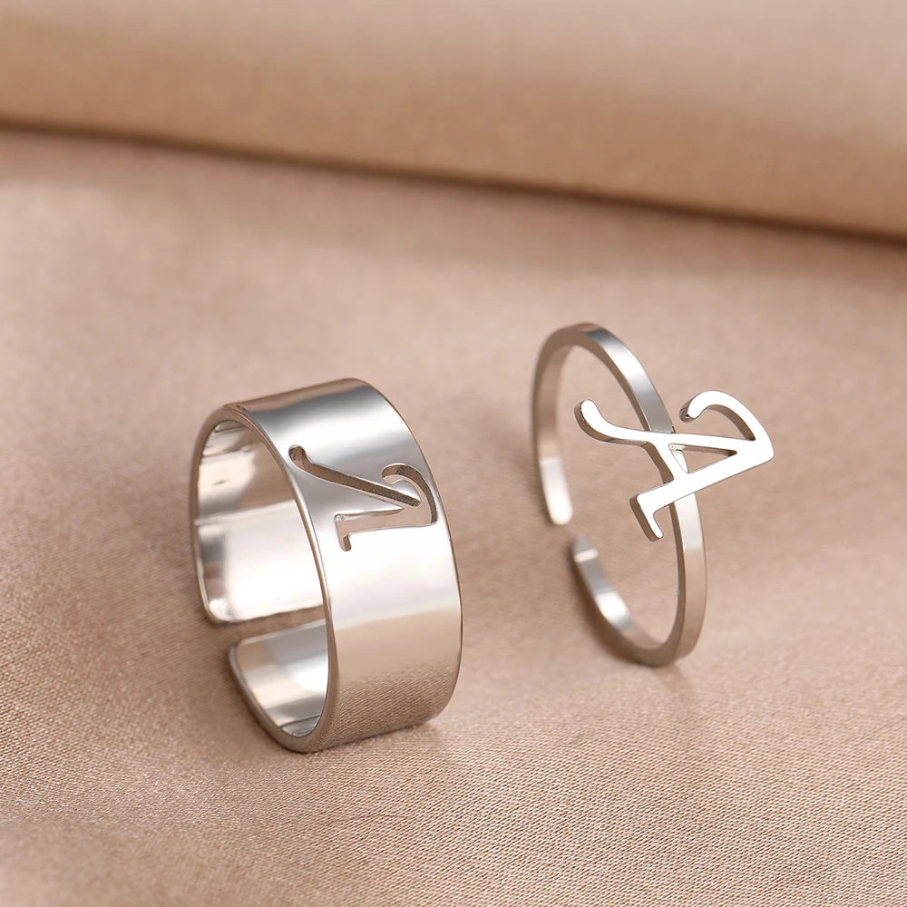 English Letters Couple Ring Gifts 2Pcs/set